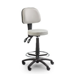 כיסא קוסמטיקאית פניאומטי עם גב וטבעת ניקל